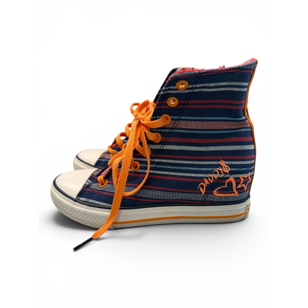 Daddy's Money by Skechers Women's Secret Wedge High Top Sneakers Stripes Size 7